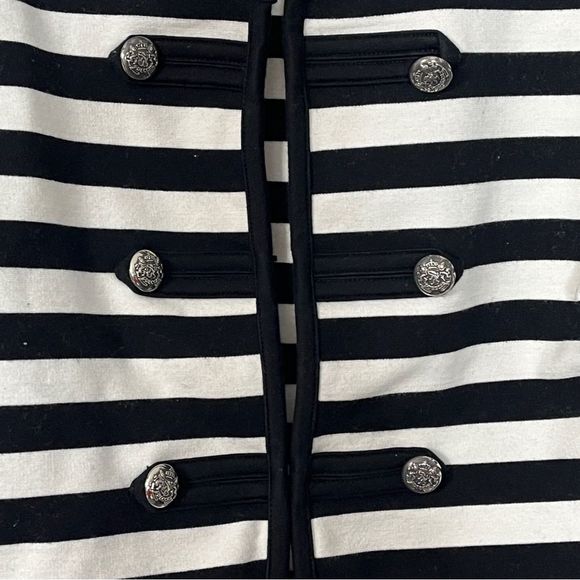 Inc Military Band Knit Black White Stripe Jacket - Picture 2 of 4